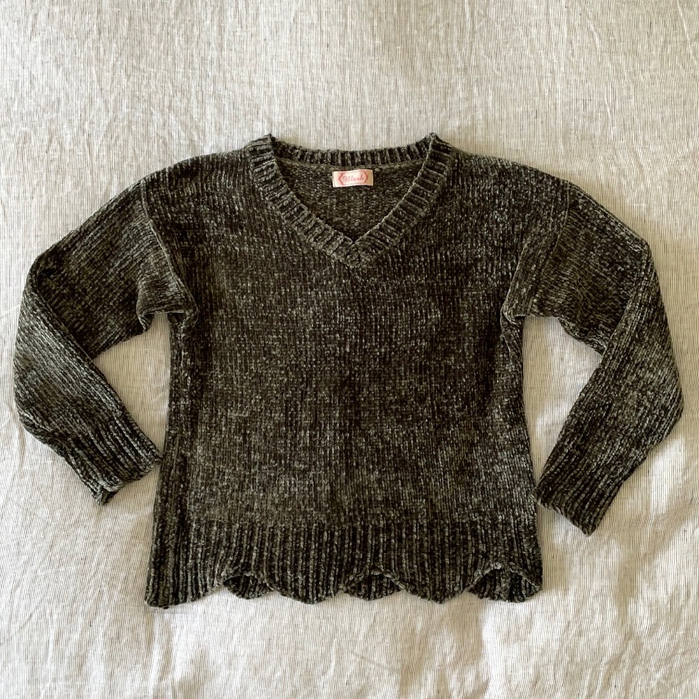 Green chenille sweater